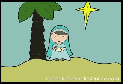 Mary and Baby Jesus Coloring Page Computer Colorization