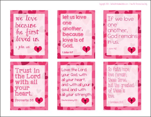 Free Printable Bible Verse Valentines for Kids