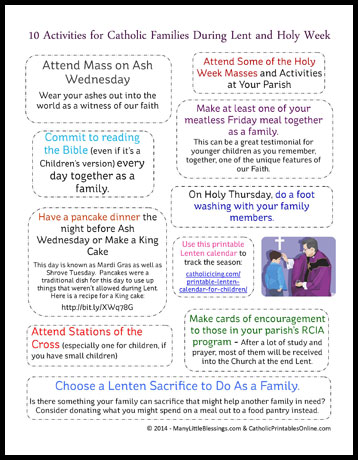 10 Activities for Catholic Families During Lent and Holy Week - Free Printable