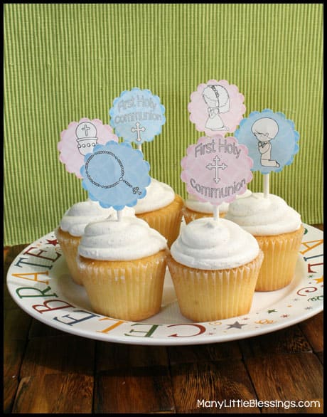 First Holy Communion Cupcake Toppers for Boys and Girls