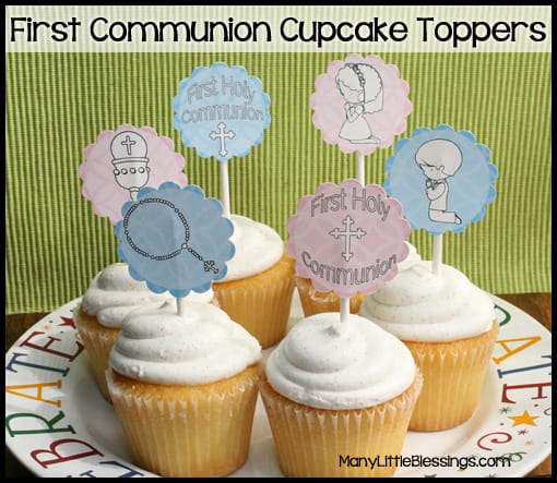 First Communion Cupcake Toppers Printable