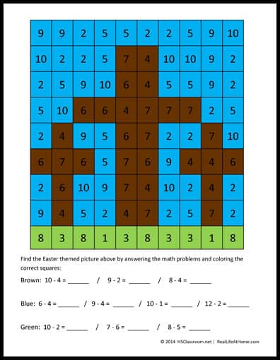 Easter Math Activity: Crosses Mystery Picture Printables