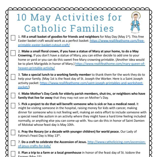 10 May Activities for Catholic Families Free Printable from Real Life at Home