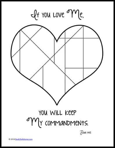 If you love Me, keep My commandments coloring page