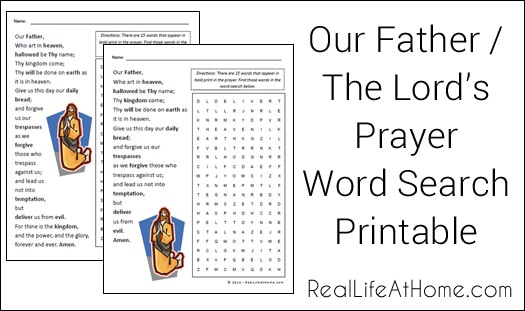 Lord's Prayer Word Search Printable / Our Father Word Search Printable