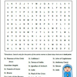 October Saints and Feast Days Word Search Printable | RealLifeAtHome.com