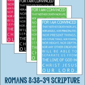 Romans 8:28-29 Scripture Subway Art Free Printable in Four Colors