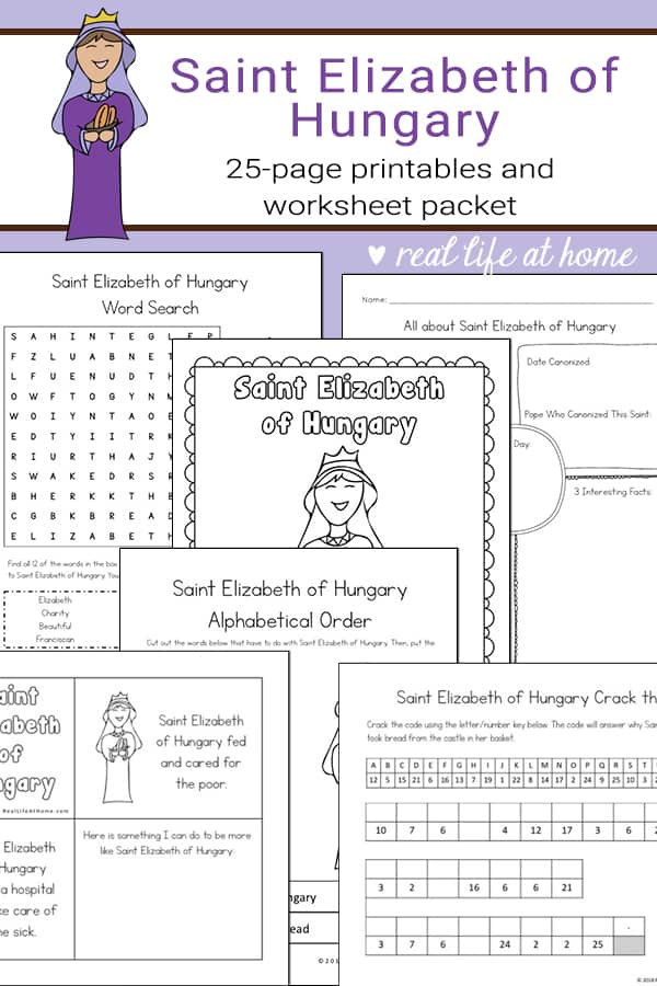 St. Elizabeth of Hungary printables and worksheets packet from Real Life at Home