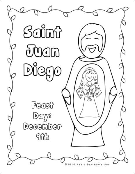 Saint Juan Diego Coloring Page - Part of the Our Lady of Guadalupe and St. Juan Diego Printables Packet from Real Life at Home