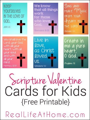 Free Printable Religious Valentine Cards for Kids #ReligiousValentines #ChristianValentines #ScriptureValentines