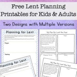 Working on planning for Lent? Here are some free printable Lent ideas pages to help you plan for your Lenten prayer, fasting, and almsgiving / service. These pages will help make this Lent more prayerful and meaningful.