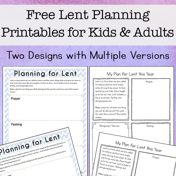 Working on planning for Lent? Here are some free printable Lent ideas pages to help you plan for your Lenten prayer, fasting, and almsgiving / service. These pages will help make this Lent more prayerful and meaningful.
