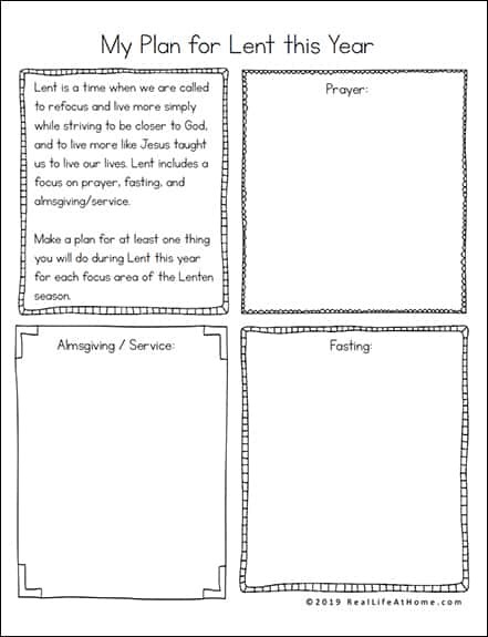 Planning for Lent Doodle-style printable from Real Life at Home