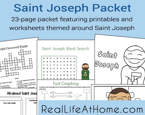 23 page packet featuring printables and worksheets themed around Saint Joseph | RealLifeAtHome.com