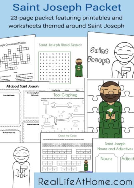 23 page packet featuring printables and worksheets themed around Saint Joseph | RealLifeAtHome.com