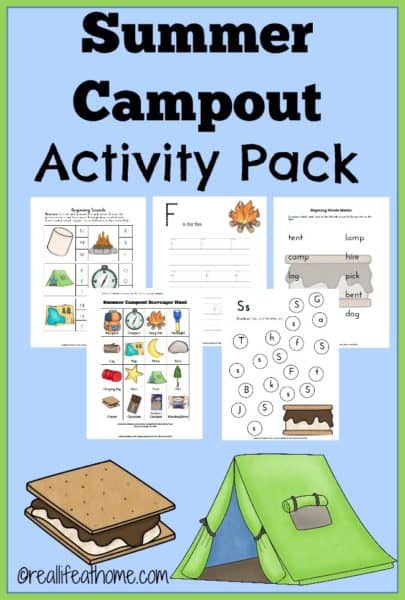 FREE 23 page Summer Campout Printables Activity Pack | reallifeathome.com