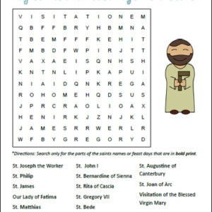 May Saints and Feast Days Word Search Free Printable | RealLifeAtHome.com