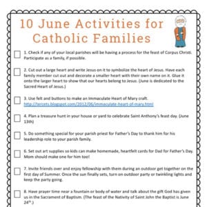 10 June Activities for Catholic Families Free Printable from Real Life at Home