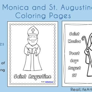 Free Coloring Pages featuring Saint Monica and Saint Augustine | RealLifeAtHome.com