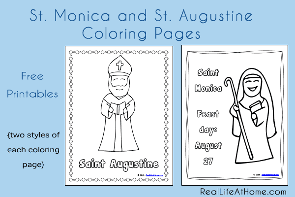 Free Coloring Pages featuring Saint Monica and Saint Augustine | RealLifeAtHome.com