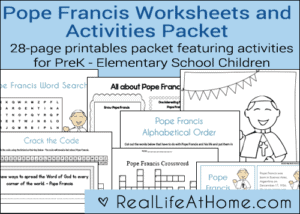 28-page Pope Francis Printables and Worksheet Packet