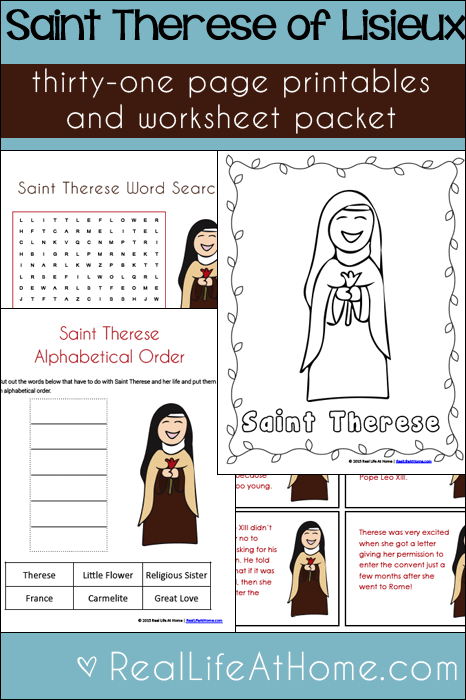 Saint Therese Printables and Worksheet Packet {31 pages}