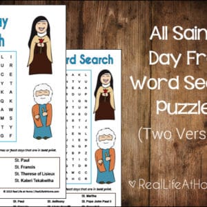 Free Printable All Saints' Day Word Searches {Available in Two Versions}