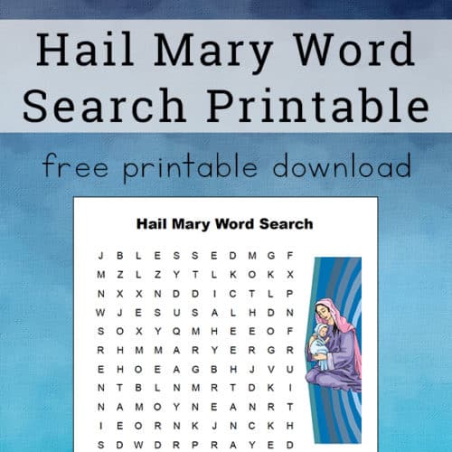 Hail Mary Word Search Free Printable for Kids