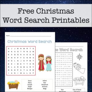 Free Printable Religious Christmas Word Search Printable for Kids (two levels of difficulty, available in black and white and color) | Real Life at Home