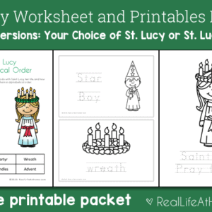 19 page Saint Lucy Printables and Worksheet Packet (also available in a Saint Lucia version)