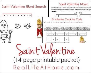 Saint Valentine Printables and Worksheets