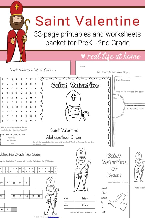 35 page packet of worksheets with a St. Valentine theme. Perfect for Catholic children or any child learning more about Saint Valentine of Rome.