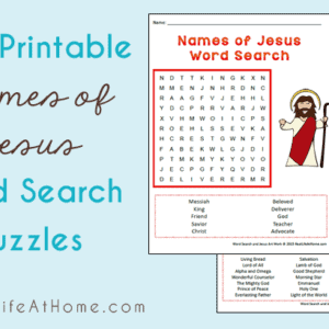 Names of Jesus Word Search - Free Printables (Comes in Two Difficulty Levels)