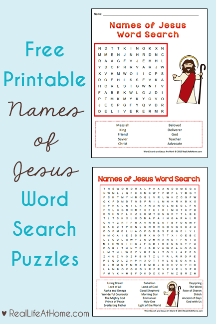 Names of Jesus Word Search Puzzles - Free Printables with Two Versions