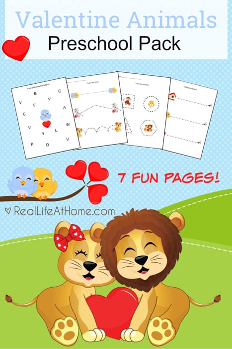 Valentine (Love) Animals Preschool Printable Packet