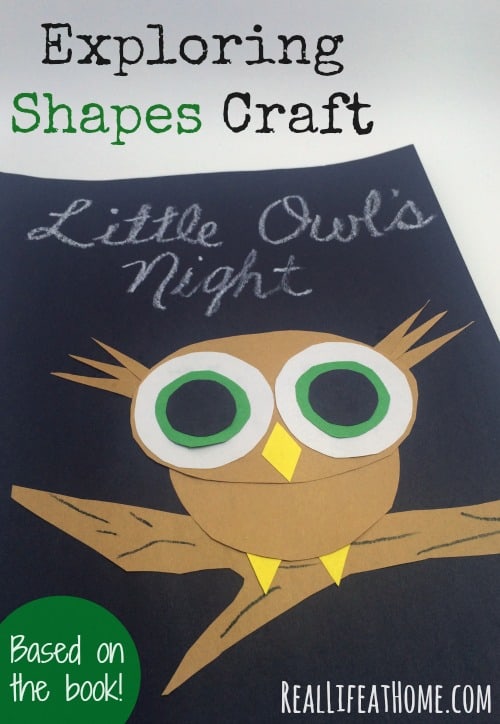 This adorable craft to go along with the book Little Owl's Night is quick and easy to put together and teaches kids about shapes at the same time!