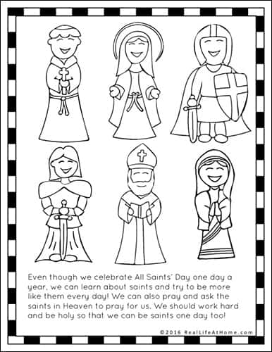All Saints' Day Coloring Page Featured in the All Saints' Day Printables Packet from Real Life at Home