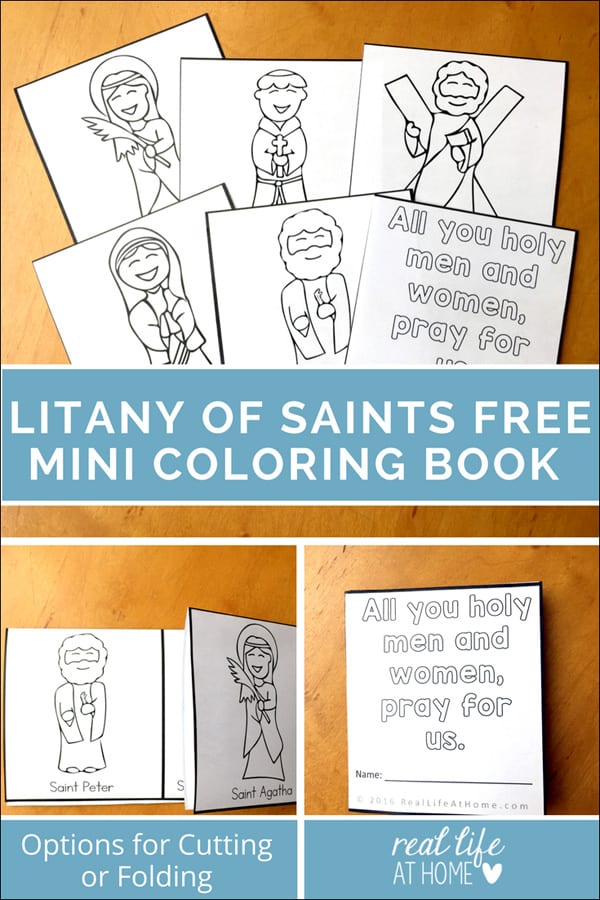 Looking for a fun and easy activity for All Saints' Day? This free mini book printable All Saints' Day coloring page was inspired by the Litany of Saints. It's perfect for kids celebrating All Saints' Day.