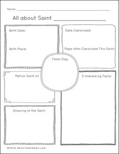 Saints Printables and Worksheet Packet (All Saints' Day Printables)