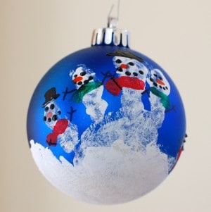 Sweet and Easy Handprint Snowman Ornament Craft for Christmas