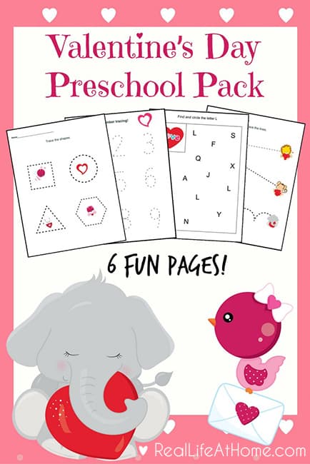 Looking for some Valentine's Day printables and worksheets? Click through to get the instant downloadable packet of Valentine's Day printables for preschoolers