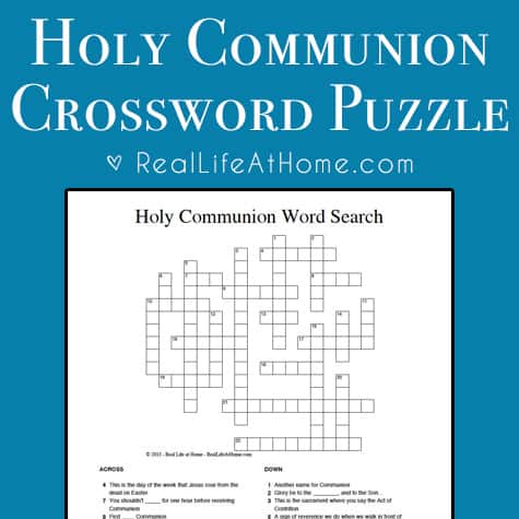 A free printable Holy Communion crossword puzzle, perfect for Catholic kids preparing for First Communion or those already receiving Holy Communion. | Real Life at Home