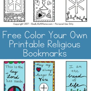 Free Color Your Own Printable Religious Bookmarks - Perfect for all ages! { printable bookmarks | First Communion bookmarks | religious bookmarks coloring page | Scripture bookmarks coloring page }