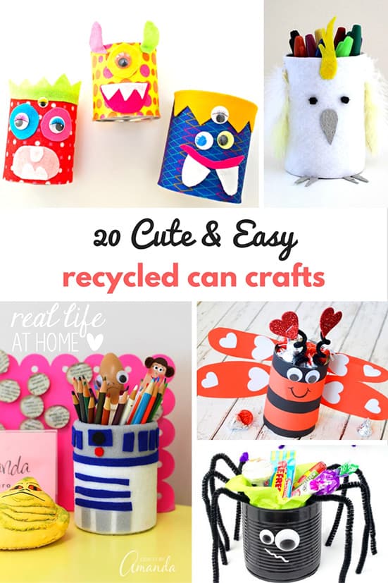 Don't just recycle your aluminum cans. Make some fun and easy recycled can crafts instead! Here are some great ideas for easy, kid-friendly aluminum can crafts. | Real Life at Home