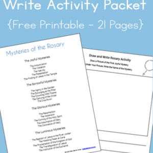 A great ongoing activity to help Catholic kids become more familiar with the Rosary, this Mysteries of the Rosary Draw and Write Activity Printables Packet is a free download! | Real Life at Home