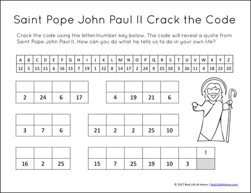 Saint Pope John Paul II Crack the Code Printable