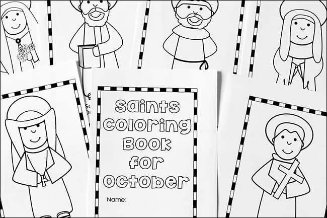 Pages from the October Saints Coloring Book Free Printable Set | Real Life at Home