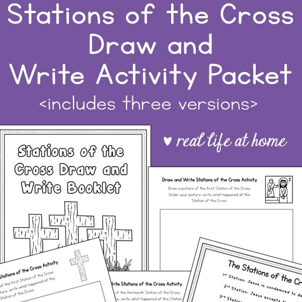 Draw and Write Stations of the Cross Activity: a printable Stations of the Cross for kids to experience this important prayer and meditation in a whole new way. This free 39-page Stations of the Cross printable comes with three versions to best suit your needs.