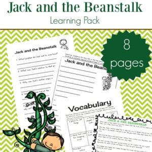 Free printable eight page Jack and the Beanstalk worksheets and printables packet which includes many Jack and the Beanstalk resources for elementary-aged children. There is a Jack and the Beanstalk story printable, as well as seven pages of activities to go along with this.