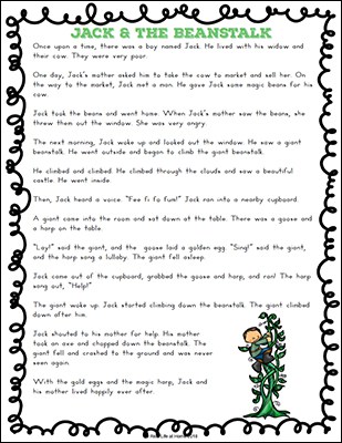 Jack and the Beanstalk Story Printable - Free Printable from Real Life at Home